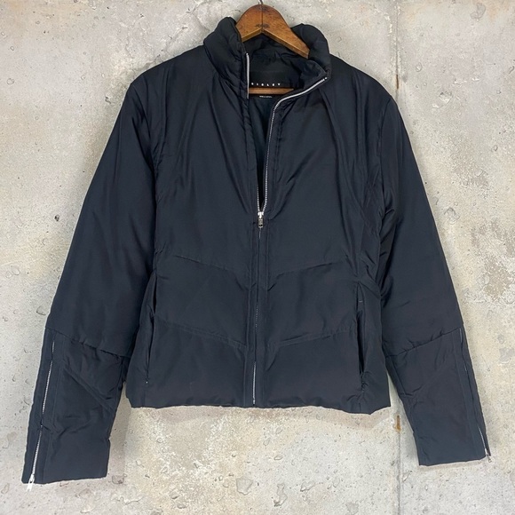 Sisley black zip up puffer jacket small - Picture 1 of 8